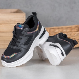 SHELOVET Svarta sneakers med Holo -effekt 2