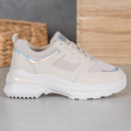 SHELOVET Beige sneakers med Holo -effekt 1