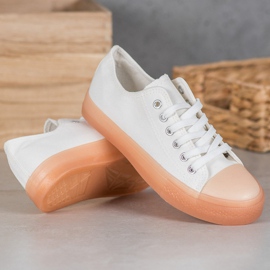 SHELOVET Sneakers med färgstark sula vit 2