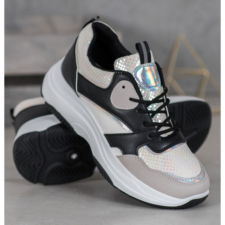 Ideal Shoes Casual Platform Sneakers svart mångfärgad gul 2