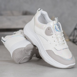 Ideal Shoes Casual Platform Sneakers vit grå 2