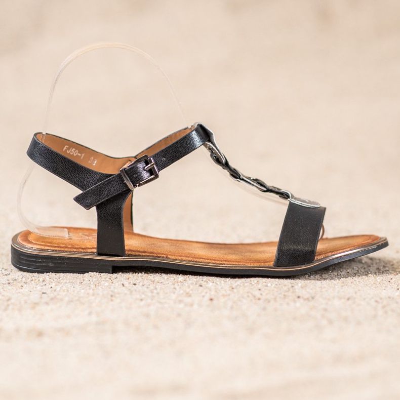 Small Swan Bekväma svarta sandaler 2