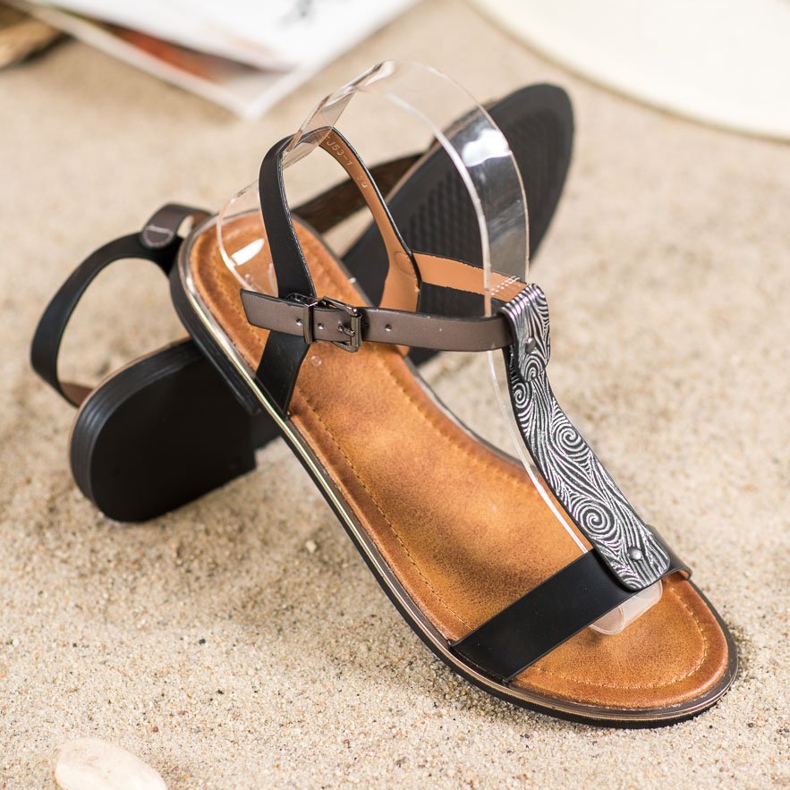 Small Swan Klassiska sandaler med ekoläder svart 2