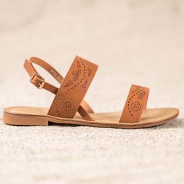 Small Swan Sandaler med öppet mönster brun 2