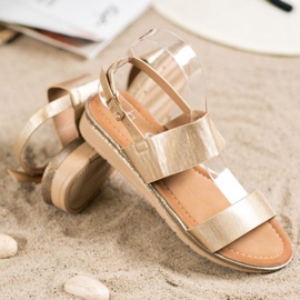 Small Swan Glänsande gyllene sandaler 1