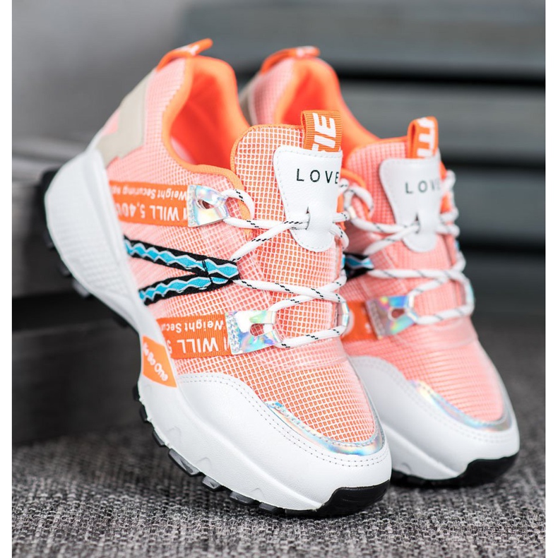 Bona Love Mesh Sneakers vit orange 2