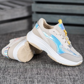 Bona Beige sneakers med mesh vit grå mångfärgad 2