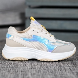 Bona Beige sneakers med mesh vit grå mångfärgad 1