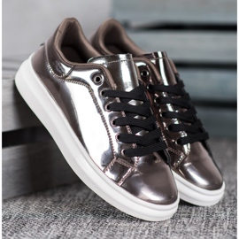 Bona Glänsande skor på plattformen brun mångfärgad 1