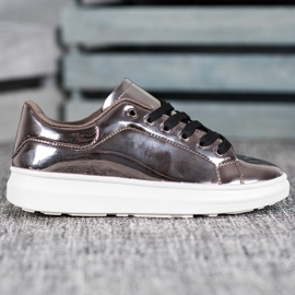 Bona Glänsande skor på plattformen brun mångfärgad 2