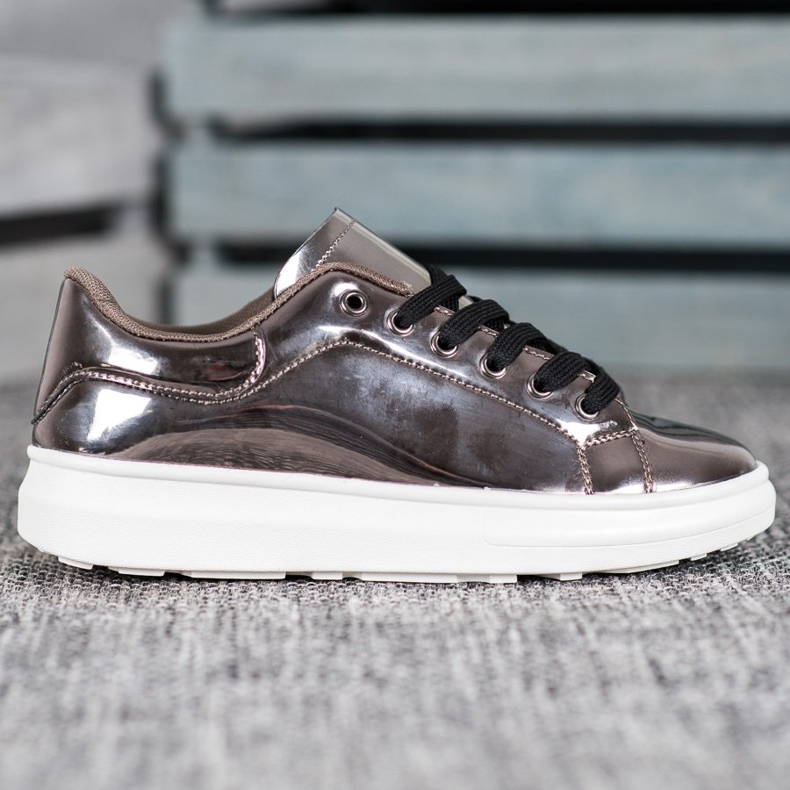 Bona Glänsande skor på plattformen brun mångfärgad 2