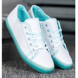 SHELOVET Sneakers med blå sula vit 1