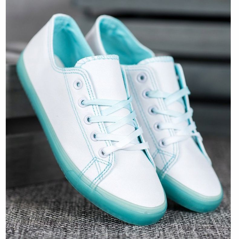 SHELOVET Sneakers med blå sula vit 1