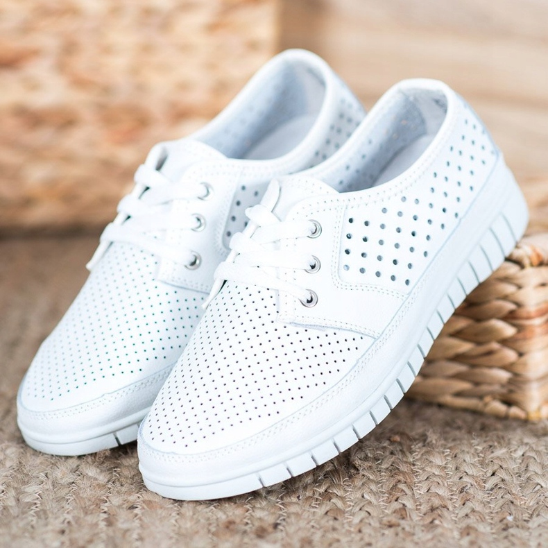 Kylie Läder Brogues på plattformen vit 1