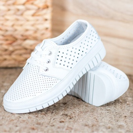 Kylie Läder Brogues på plattformen vit 2