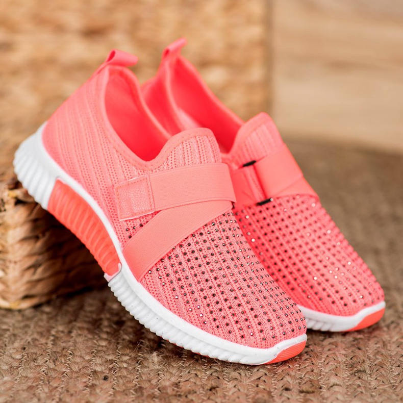 SHELOVET Rosa slipons med kristaller mångfärgad 1