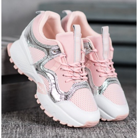 Bona Mode sneakers med mesh rosa grå 1