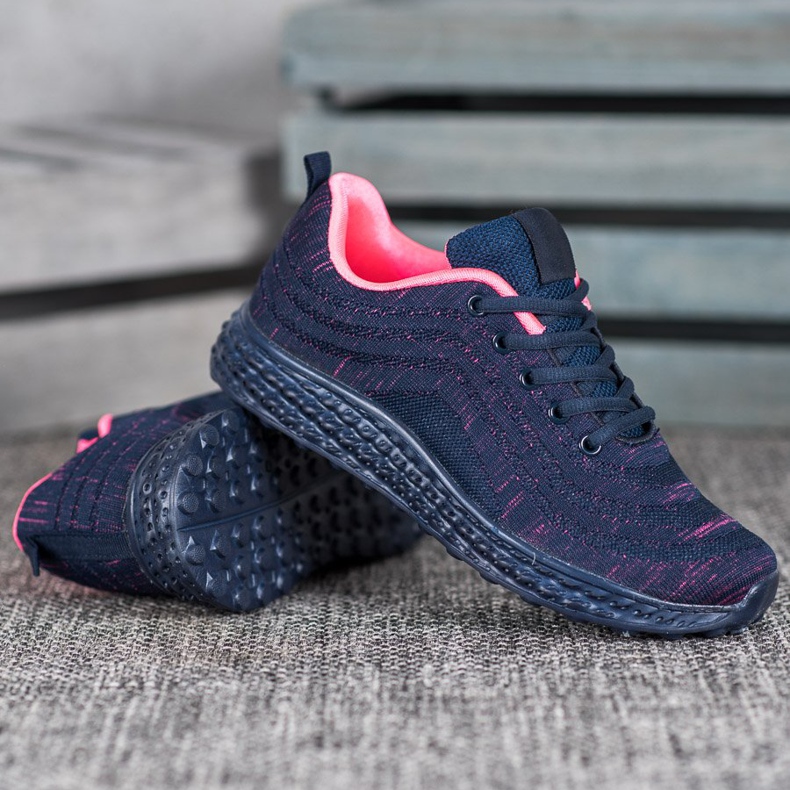 Bona Lätta textilskor marinblå rosa 2