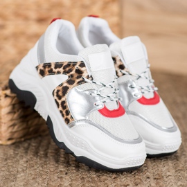 SHELOVET Trendiga snörade sneakers vit 1