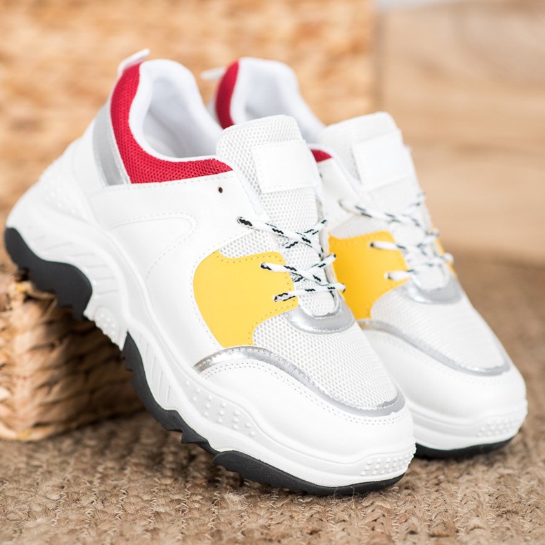 SHELOVET Trendiga snörade sneakers vit 1