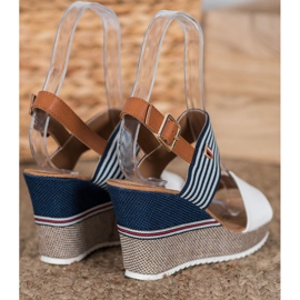 Goodin Sandaler med kil vit blå 1