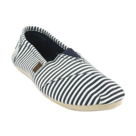 Wishot Bekväm, moderiktig randig sneaker 32-065, vit och blå 1