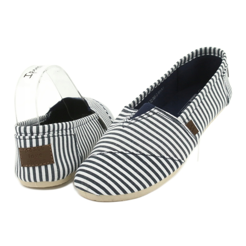 Wishot Bekväm, moderiktig randig sneaker 32-065, vit och blå 3