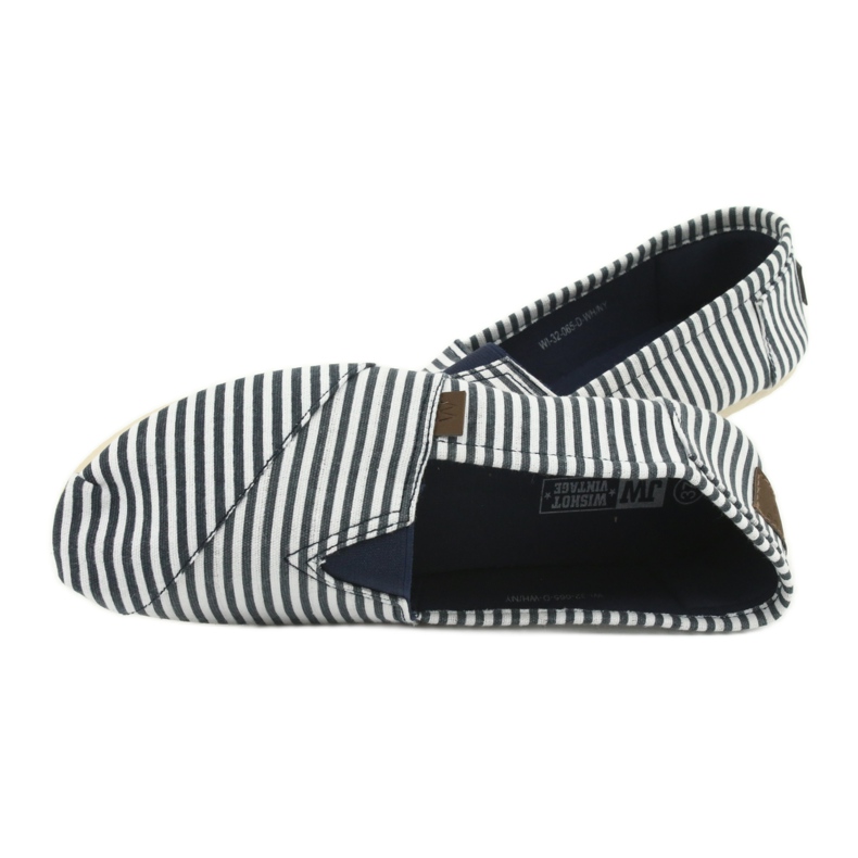 Wishot Bekväm, moderiktig randig sneaker 32-065, vit och blå 5