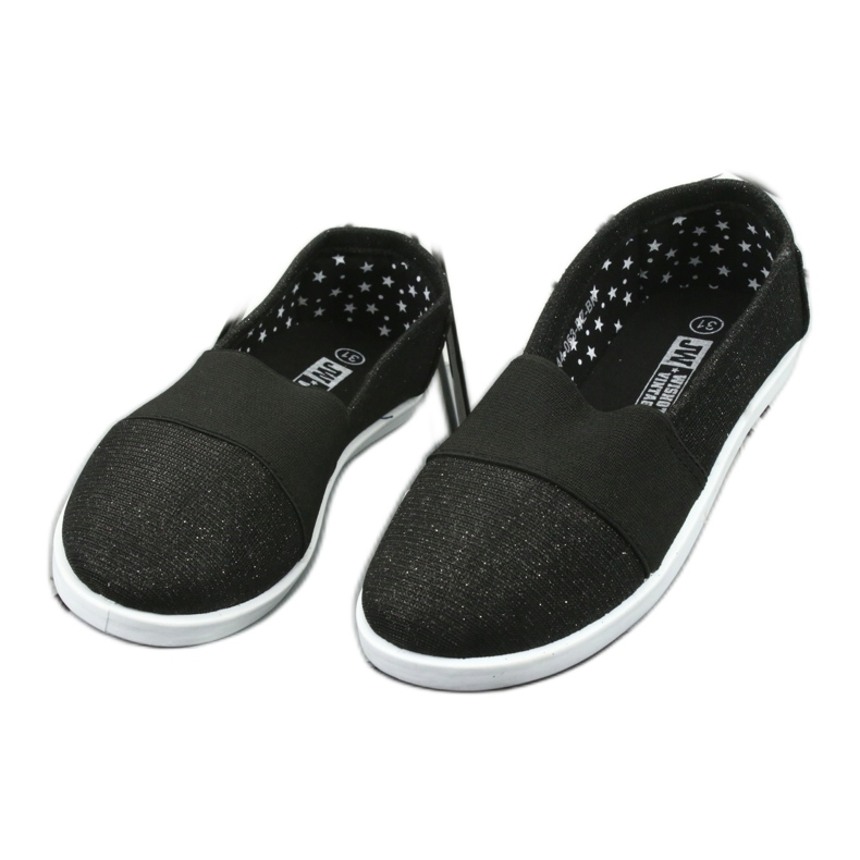 Wishot Girls 'glänsande svarta och slarviga sneakers 44-053 3