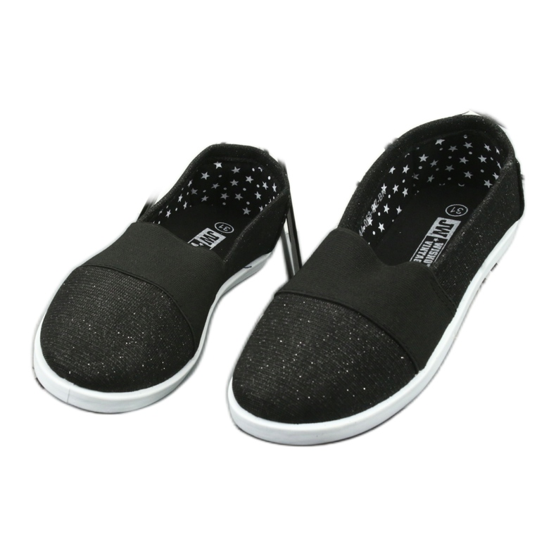 Wishot Girls 'glänsande svarta och slarviga sneakers 44-053 2