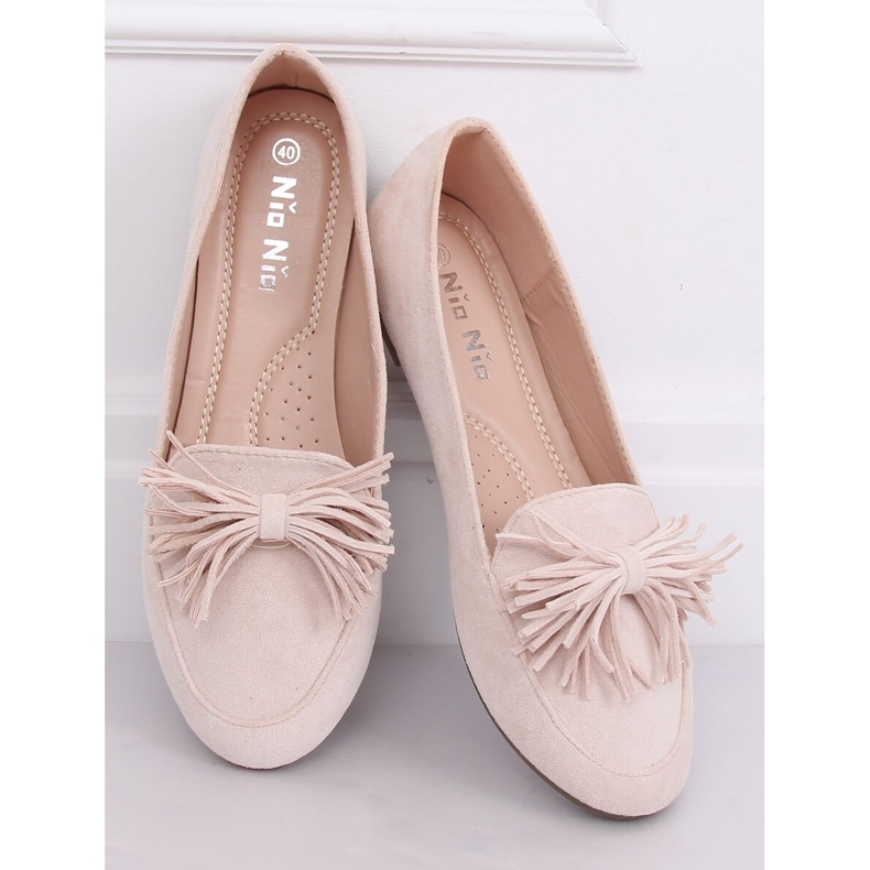 Loafers för kvinnor beige och rosa 99-72A Beige 2