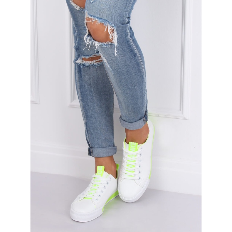 Kvinnors vita och gröna sneakers A88-23 Gröna 2