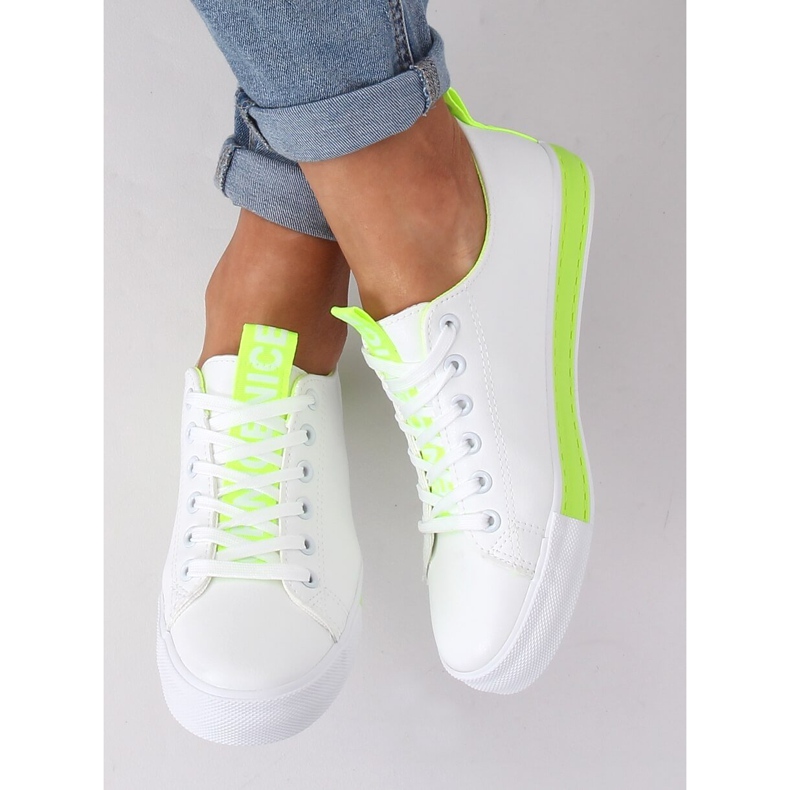 Kvinnors vita och gröna sneakers A88-23 Gröna 1