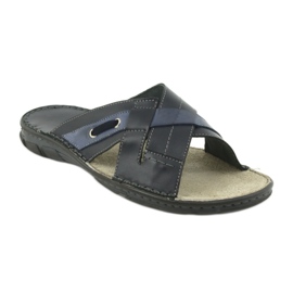 Bekväma läder tofflor Naszbut 055 marinblå blå 1