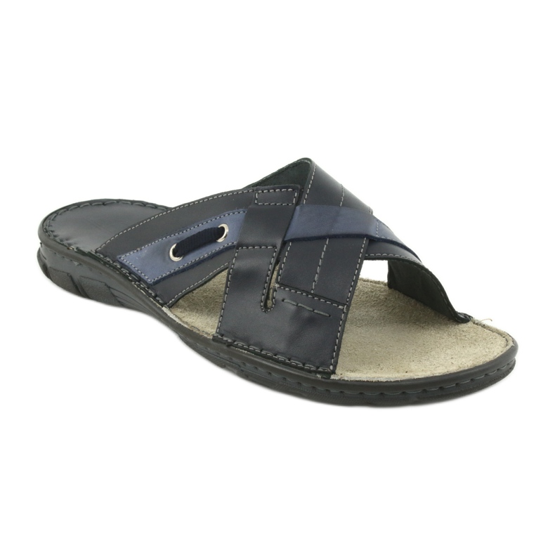 Bekväma läder tofflor Naszbut 055 marinblå blå 1