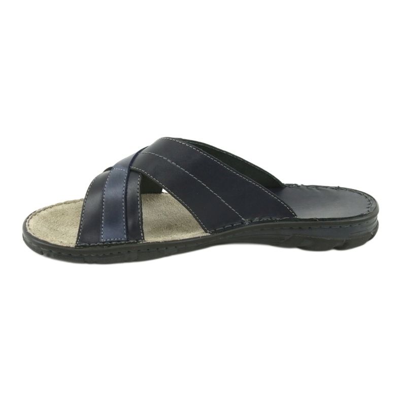 Bekväma läder tofflor Naszbut 055 marinblå blå 2