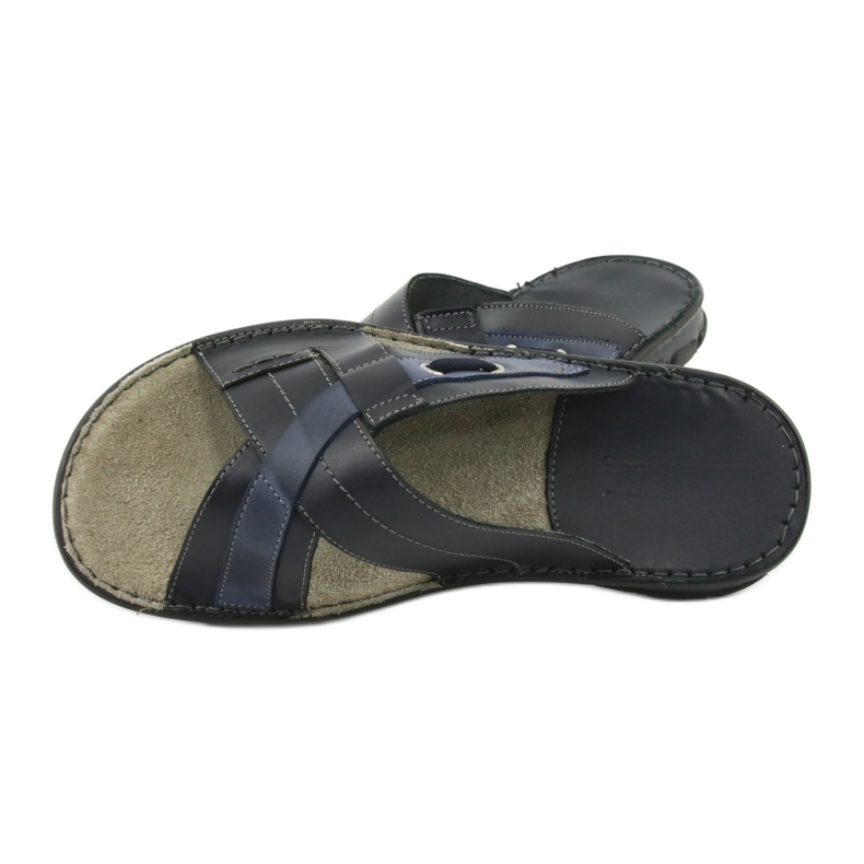 Bekväma läder tofflor Naszbut 055 marinblå blå 5