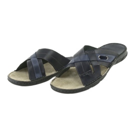 Bekväma läder tofflor Naszbut 055 marinblå blå 3