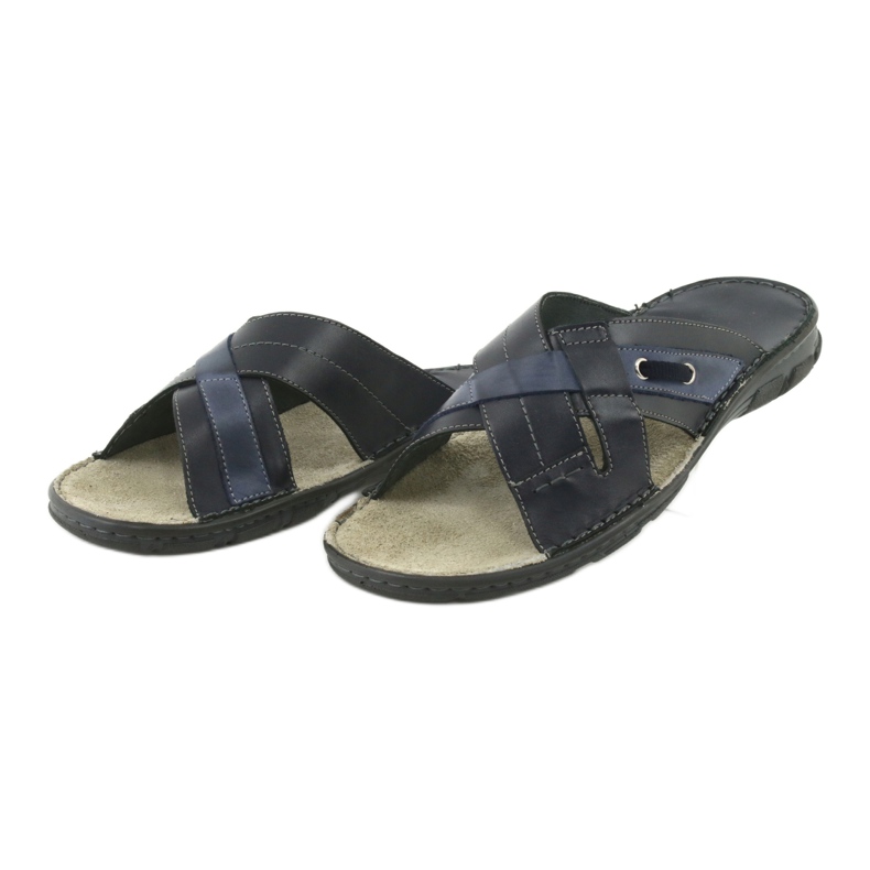 Bekväma läder tofflor Naszbut 055 marinblå blå 3
