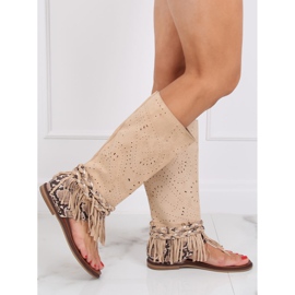 Boho flip-flops med en beige övre NS130P Beige 1