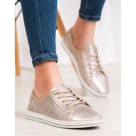 Kylie Snörskor i läder gyllene 1