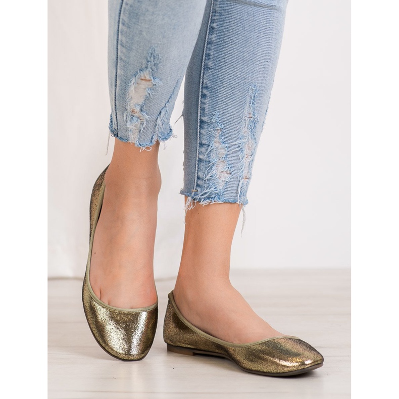 SHELOVET Glänsande ballerinor gyllene 1