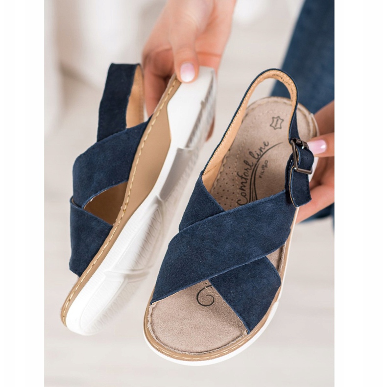 Filippo Lädersandaler på plattformen blå 1