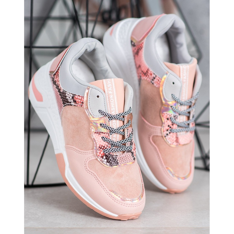 SHELOVET Snake Print Sneakers rosa 1