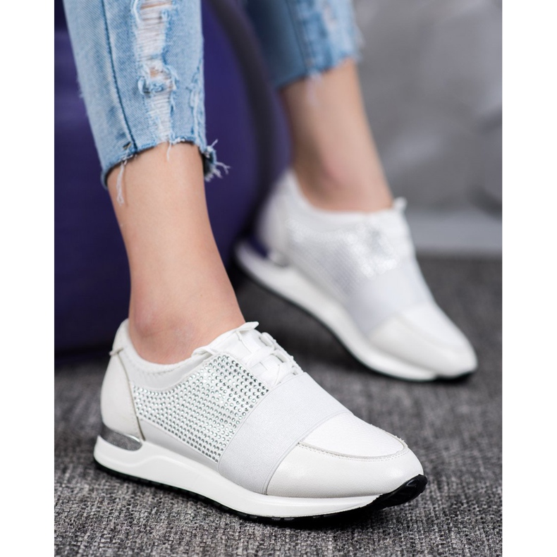 SHELOVET Sportskor med kristaller vit 1