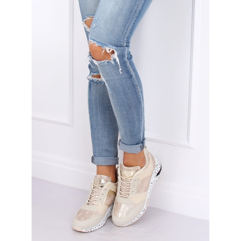 Beis beige och guld wedge sportskor 1