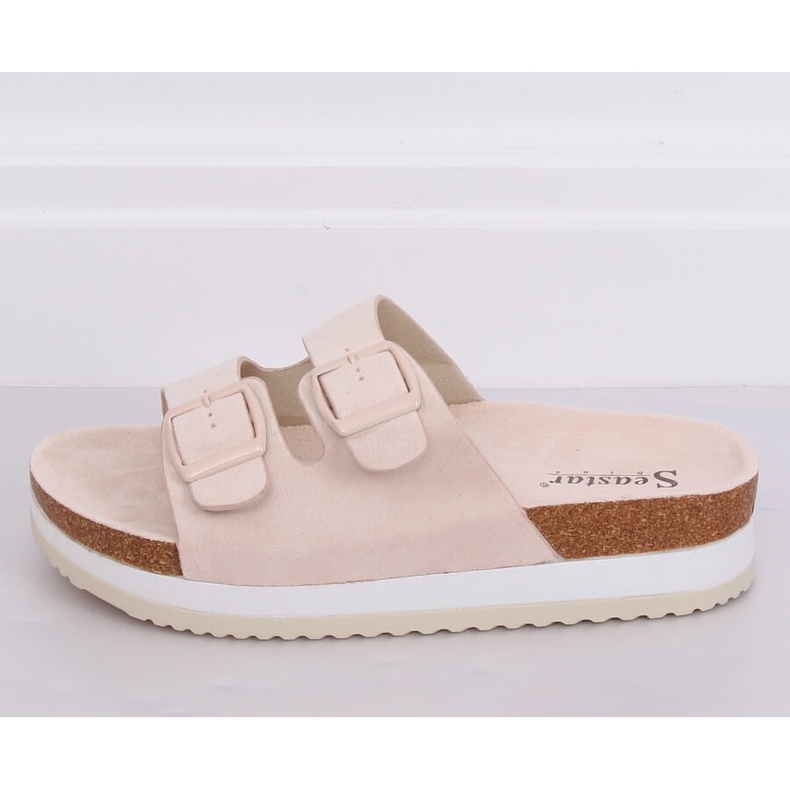 Beige scholki tofflor SS115P Beige mångfärgad rosa 2
