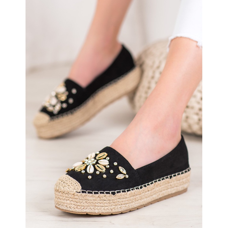 Seastar Espadrilles med prydnader svart 2