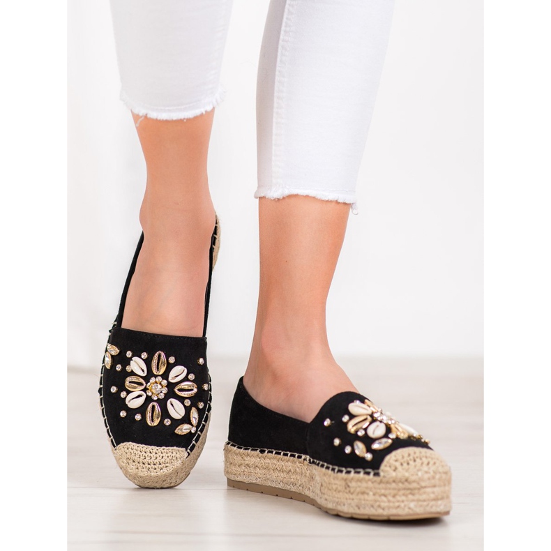 Seastar Espadrilles med prydnader svart 1