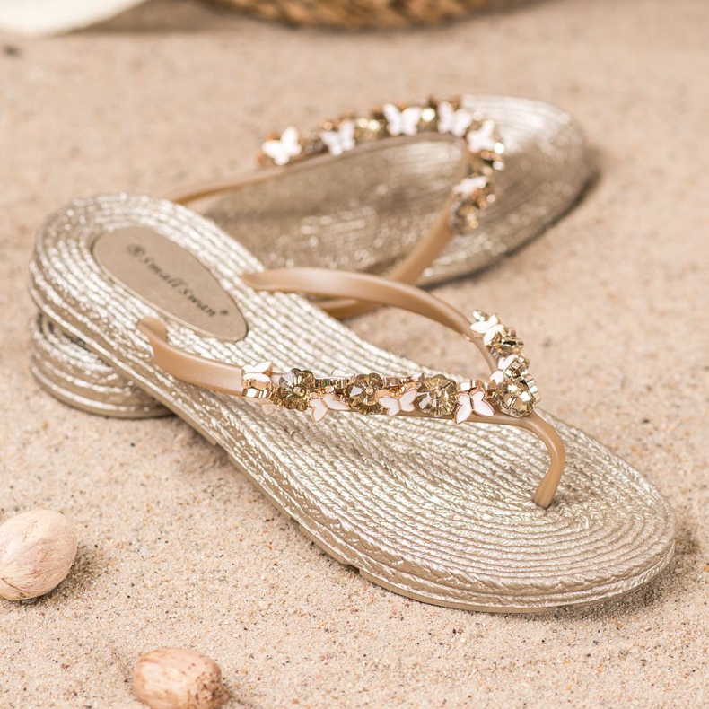 SHELOVET Gummi flip-flops med prydnader gul 1